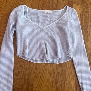 Purple and white striped cropped sweater from Pacsun